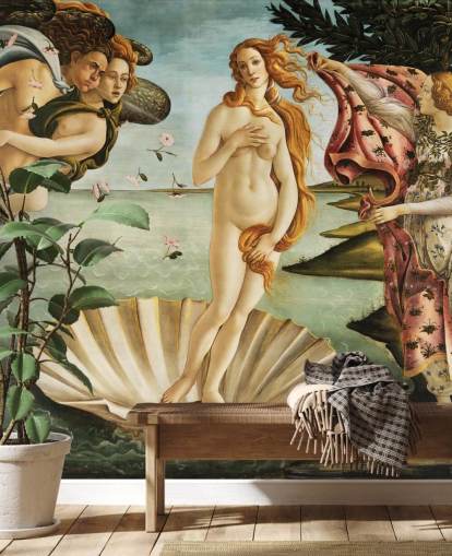 fine art wallpaper mural called The Birth of Venus by Botticelli for ceilings, bathrooms and bedrooms