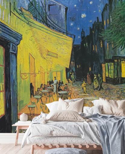 kunsttapet vægmaleri kaldet Cafe Terrace at Night af Vincent van Gogh til soveværelser og virksomheder