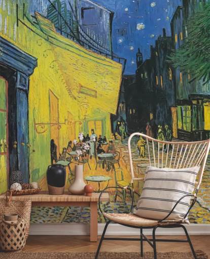 mural de papel pintado de bellas artes llamado Café Terrace at Night de Vincent van Gogh para dormitorios y negocios mural de papel pintado de bellas artes llamado Café Terrace at Night de Vincent van Gogh para dormitorios y negocios