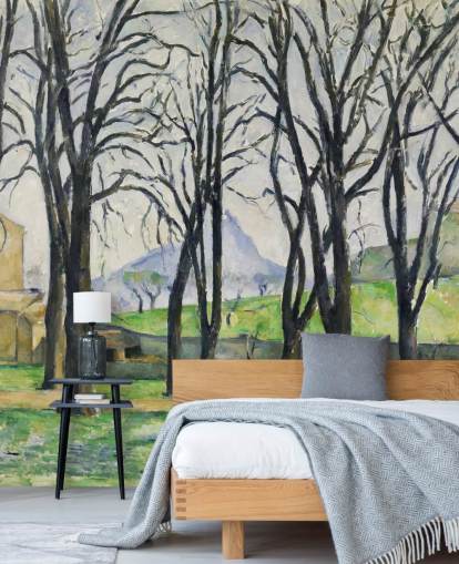 fine art wall mural called Chestnut Trees at Jas de Bouffan by Paul Cezanne for bedrooms and living rooms
