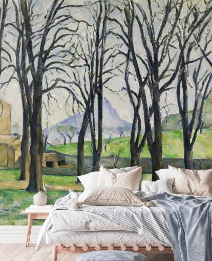 fine art wall mural called Chestnut Trees at Jas de Bouffan by Paul Cezanne for bedrooms and living rooms
