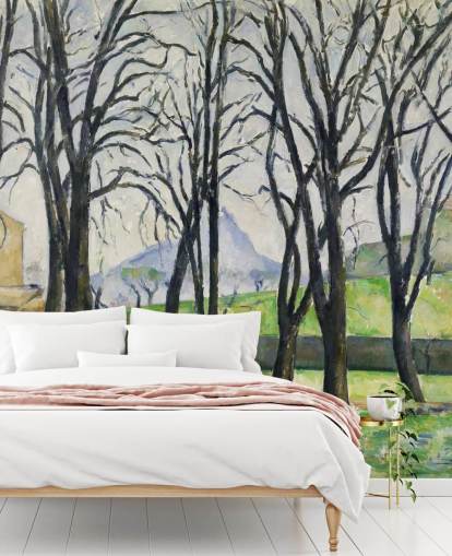 Kunstmalerei namens Chestnut Trees at Jas de Bouffan von Paul Cezanne für Schlafzimmer und Wohnzimmer
