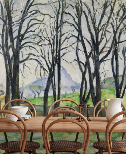 konstväggmålning som heter Kastanjeträd på Jas de Bouffan av Paul Cezanne för sovrum och vardagsrum