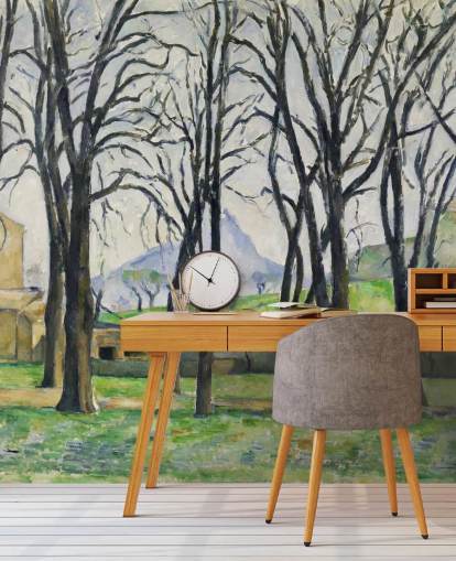 fine art wall mural called Chestnut Trees at Jas de Bouffan by Paul Cezanne for bedrooms and living rooms