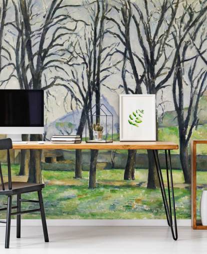 konstväggmålning som heter Kastanjeträd på Jas de Bouffan av Paul Cezanne för sovrum och vardagsrum