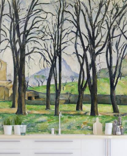murale d'arte chiamato Chestnut Trees at Jas de Bouffan di Paul Cezanne per camere da letto e salotti