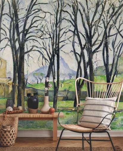 fine art wall mural called Chestnut Trees at Jas de Bouffan by Paul Cezanne for bedrooms and living rooms