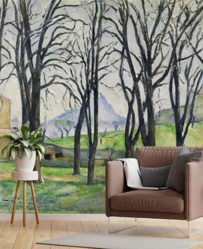 fine art wall mural called Chestnut Trees at Jas de Bouffan by Paul Cezanne for bedrooms and living rooms