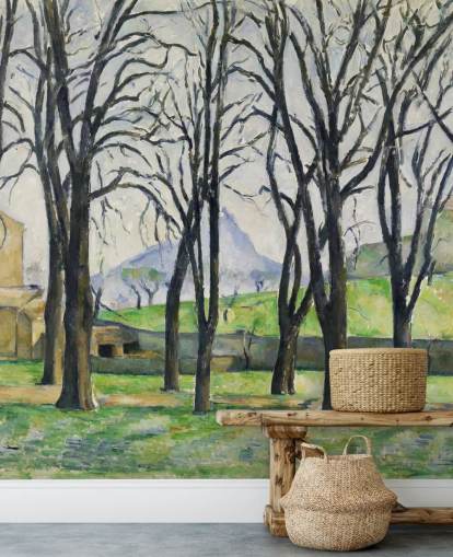 fine art wall mural called Chestnut Trees at Jas de Bouffan by Paul Cezanne for bedrooms and living rooms