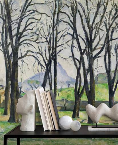 mural de parede de belas artes chamado Chestnut Trees at Jas de Bouffan, de Paul Cezanne, para quartos e salas de estar mural de parede de belas artes chamado Chestnut Trees at Jas de Bouffan, de Paul Cezanne, para quartos e salas de estar