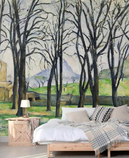 fine art wall mural called Chestnut Trees at Jas de Bouffan by Paul Cezanne for bedrooms and living rooms