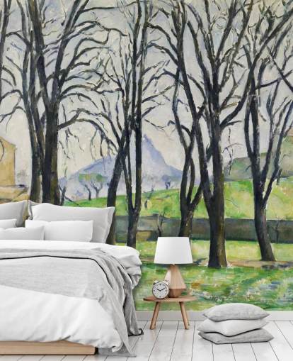 fine art wall mural called Chestnut Trees at Jas de Bouffan by Paul Cezanne for bedrooms and living rooms fine art wall mural called Chestnut Trees at Jas de Bouffan by Paul Cezanne for bedrooms and living rooms