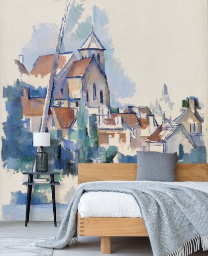 kunstmuurschildering genaamd Church at Montigny-sur-Loing van Paul Cezanne voor slaapkamers, woonkamers en kantoren aan huis