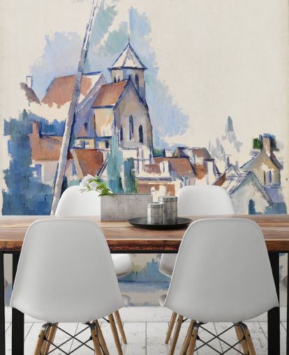 kunstmuurschildering genaamd Church at Montigny-sur-Loing van Paul Cezanne voor slaapkamers, woonkamers en kantoren aan huis