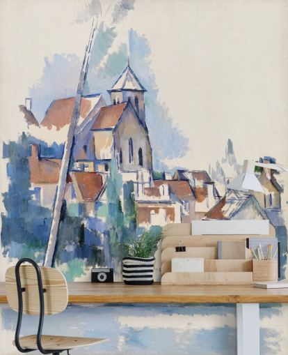 murale d'arte chiamato Chiesa a Montigny-sur-Loing di Paul Cezanne per camere da letto, salotti e uffici domestici