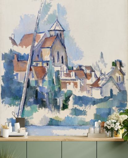 fine art wall mural called Church at Montigny-sur-Loing by Paul Cezanne for bedrooms, living rooms and home offices