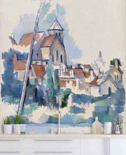 Kunstgemälde mit dem Titel Kirche in Montigny-sur-Loing von Paul Cezanne für Schlafzimmer, Wohnzimmer und Heimbüros