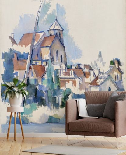 kunstmuurschildering genaamd Church at Montigny-sur-Loing van Paul Cezanne voor slaapkamers, woonkamers en kantoren aan huis