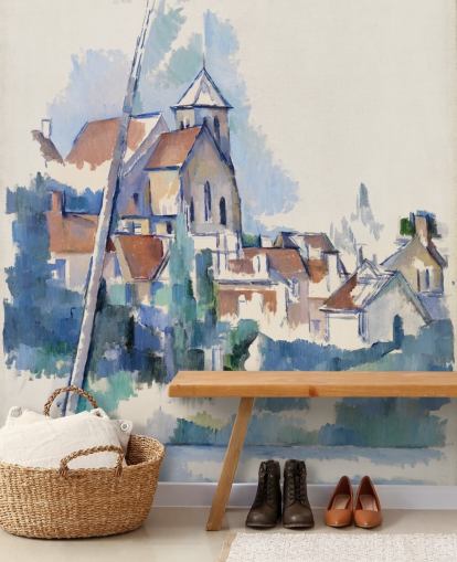 kunstmuurschildering genaamd Church at Montigny-sur-Loing van Paul Cezanne voor slaapkamers, woonkamers en kantoren aan huis