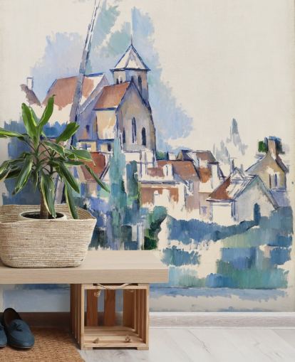 kunstmuurschildering genaamd Church at Montigny-sur-Loing van Paul Cezanne voor slaapkamers, woonkamers en kantoren aan huis