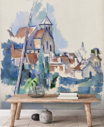 kunstvægmaleri kaldet Kirke i Montigny-sur-Loing af Paul Cezanne til soveværelser, stuer og hjemmekontorer kunstvægmaleri kaldet Kirke i Montigny-sur-Loing af Paul Cezanne til soveværelser, stuer og hjemmekontorer