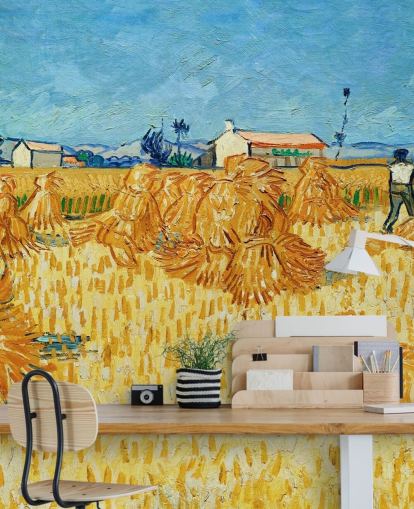 mural de pared de bellas artes llamado Harvest in Provence de Vincent van Gogh para salas de estar, dormitorios y cocinas
