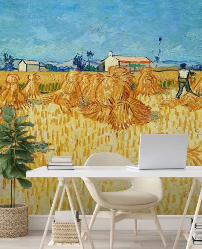 murale d'arte chiamato Harvest in Provence di Vincent van Gogh per salotti, camere da letto e cucine murale d'arte chiamato Harvest in Provence di Vincent van Gogh per salotti, camere da letto e cucine