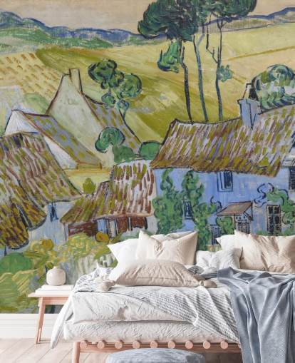 konstväggmålning som heter Farms near Auvers av Vincent van Gogh för vardagsrum, sovrum och matsalar konstväggmålning som heter Farms near Auvers av Vincent van Gogh för vardagsrum, sovrum och matsalar