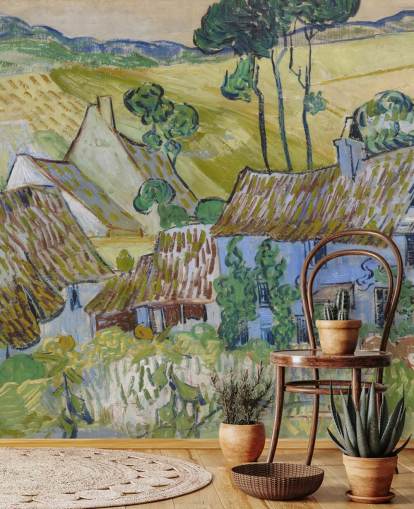 murale d'arte chiamato Farms near Auvers di Vincent van Gogh per salotti, camere da letto e sale da pranzo murale d'arte chiamato Farms near Auvers di Vincent van Gogh per salotti, camere da letto e sale da pranzo