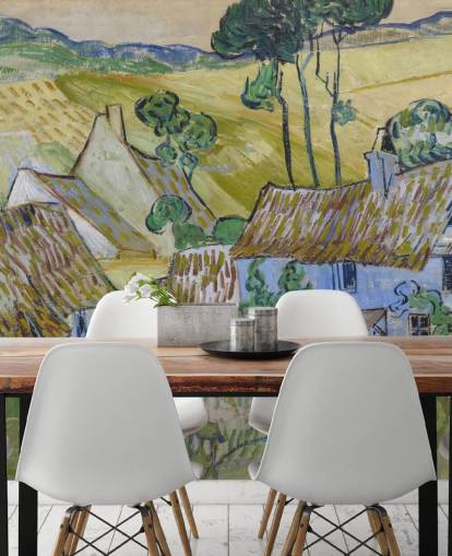 murale d'arte chiamato Farms near Auvers di Vincent van Gogh per salotti, camere da letto e sale da pranzo