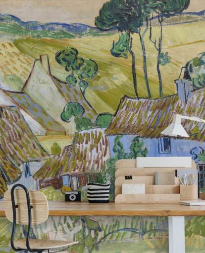 murale d'arte chiamato Farms near Auvers di Vincent van Gogh per salotti, camere da letto e sale da pranzo