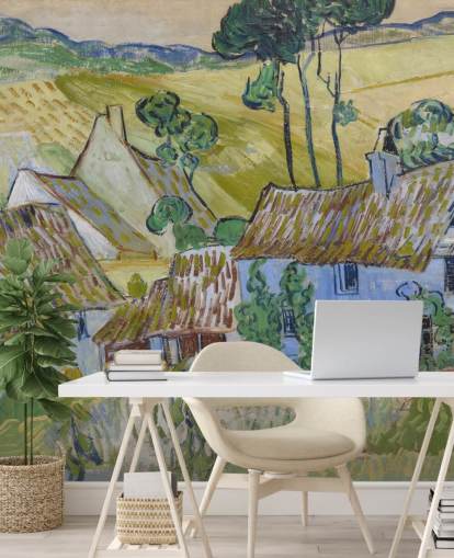 murale d'arte chiamato Farms near Auvers di Vincent van Gogh per salotti, camere da letto e sale da pranzo