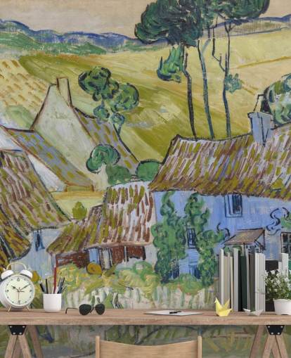 Kunsttapete mit dem Titel Farms near Auvers von Vincent van Gogh für Wohn-, Schlaf- und Esszimmer