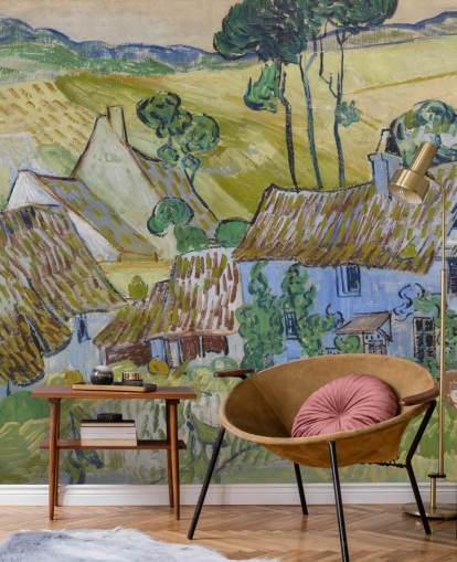 fine art wall mural called Farms near Auvers by Vincent van Gogh for living rooms, bedrooms and dining rooms fine art wall mural called Farms near Auvers by Vincent van Gogh for living rooms, bedrooms and dining rooms