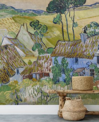 fine art wall mural called Farms near Auvers by Vincent van Gogh for living rooms, bedrooms and dining rooms