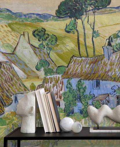 mural de pared de bellas artes llamado Farms near Auvers de Vincent van Gogh para salas de estar, dormitorios y comedores mural de pared de bellas artes llamado Farms near Auvers de Vincent van Gogh para salas de estar, dormitorios y comedores