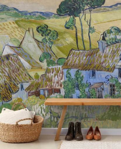 kunstveggmaleri kalt Farms near Auvers av Vincent van Gogh for stuer, soverom og spiserom