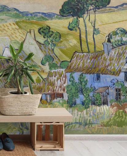 kunstvægmaleri kaldet Farms near Auvers af Vincent van Gogh til stuer, soveværelser og spisestuer kunstvægmaleri kaldet Farms near Auvers af Vincent van Gogh til stuer, soveværelser og spisestuer