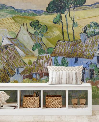 kunstvægmaleri kaldet Farms near Auvers af Vincent van Gogh til stuer, soveværelser og spisestuer