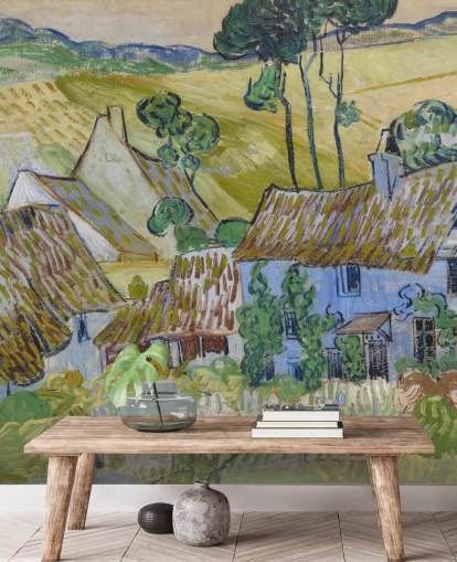 fine art wall mural called Farms near Auvers by Vincent van Gogh for living rooms, bedrooms and dining rooms
