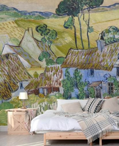 fine art wall mural called Farms near Auvers by Vincent van Gogh for living rooms, bedrooms and dining rooms