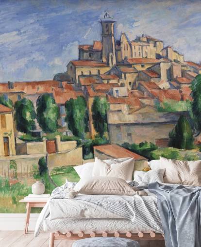 fine art wallpaper mural called Gardanne by Paul Cezanne for bedrooms, living rooms and dining rooms