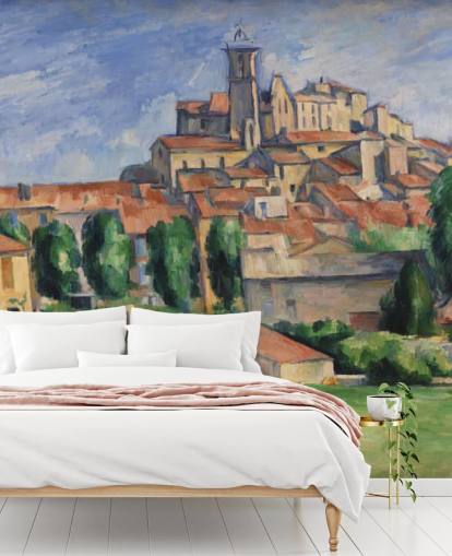mural de papel de parede de belas artes chamado Gardanne de Paul Cezanne para quartos, salas de estar e salas de jantar