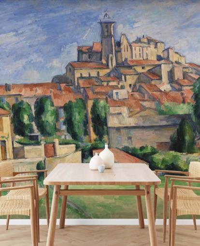 fine art wallpaper mural called Gardanne by Paul Cezanne for bedrooms, living rooms and dining rooms