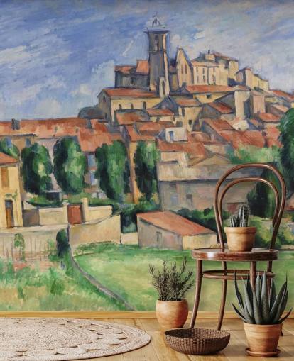 fine art wallpaper mural called Gardanne by Paul Cezanne for bedrooms, living rooms and dining rooms fine art wallpaper mural called Gardanne by Paul Cezanne for bedrooms, living rooms and dining rooms