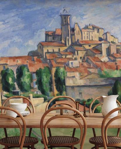 fine art wallpaper mural called Gardanne by Paul Cezanne for bedrooms, living rooms and dining rooms