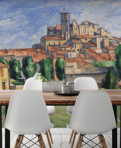 fine art wallpaper mural called Gardanne by Paul Cezanne for bedrooms, living rooms and dining rooms fine art wallpaper mural called Gardanne by Paul Cezanne for bedrooms, living rooms and dining rooms