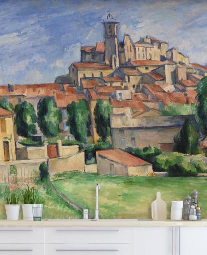konsttapet väggmålning som heter Gardanne av Paul Cezanne för sovrum, vardagsrum och matsalar