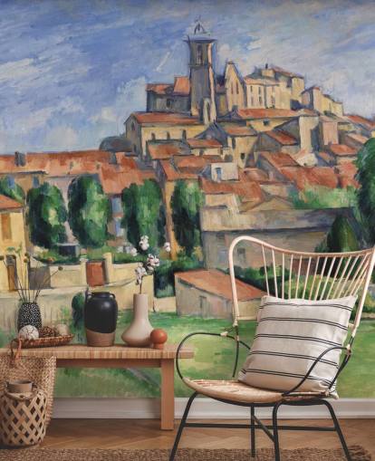 mural de papel de parede de belas artes chamado Gardanne de Paul Cezanne para quartos, salas de estar e salas de jantar