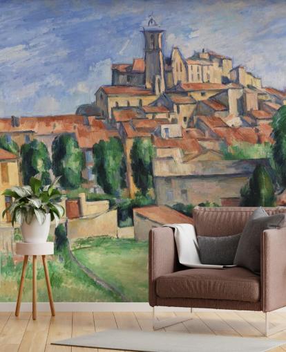 fine art wallpaper mural called Gardanne by Paul Cezanne for bedrooms, living rooms and dining rooms